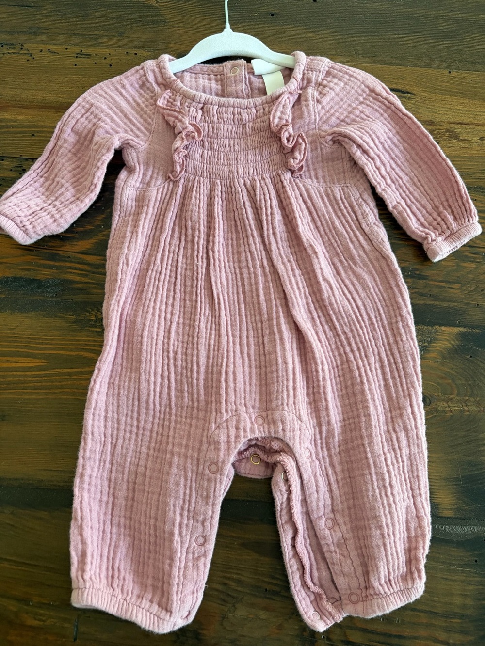 Cat & Jack Dusty Rose Ruffle Gauze One-Piece Footie